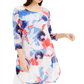 Alfani Women's Blouse  Super Watercolor Tunic  Blue Size Petite S