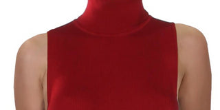 Anne Klein Women's Sleeveless Ribbed Turtleneck Sweater Red Size Large
