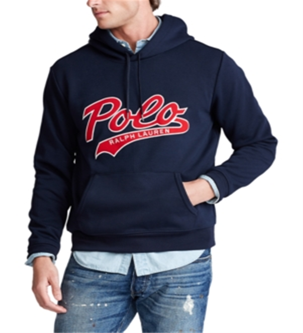 Polo Ralph Lauren Men's Double-Knit Logo Hoodie Blue Size XS