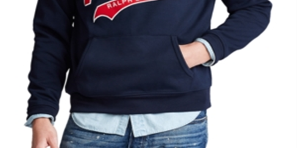 Polo Ralph Lauren Men's Double-Knit Logo Hoodie Blue Size XS