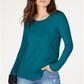 INC International Concepts Women's Ribbed Long Sleeve T-Shirt Top Blue Size S
