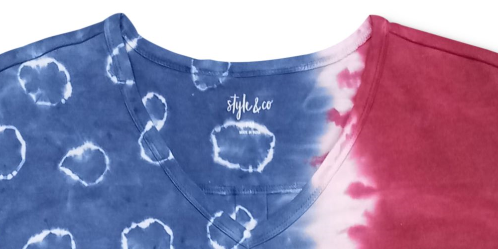 Style & Co Women's Tie Dye Cap Sleeve Crew Neck T-Shirt Blue Size XX-Large