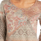 Style & Co Women's Knit Printed Long Sleeve Scoop Neck Top Brown Size Small