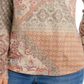 Style & Co Women's Knit Printed Long Sleeve Scoop Neck Top Brown Size Small