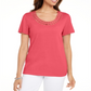 Karen Scott Women's Cotton Scalloped-Neck T-Shirt  Orange Size Small