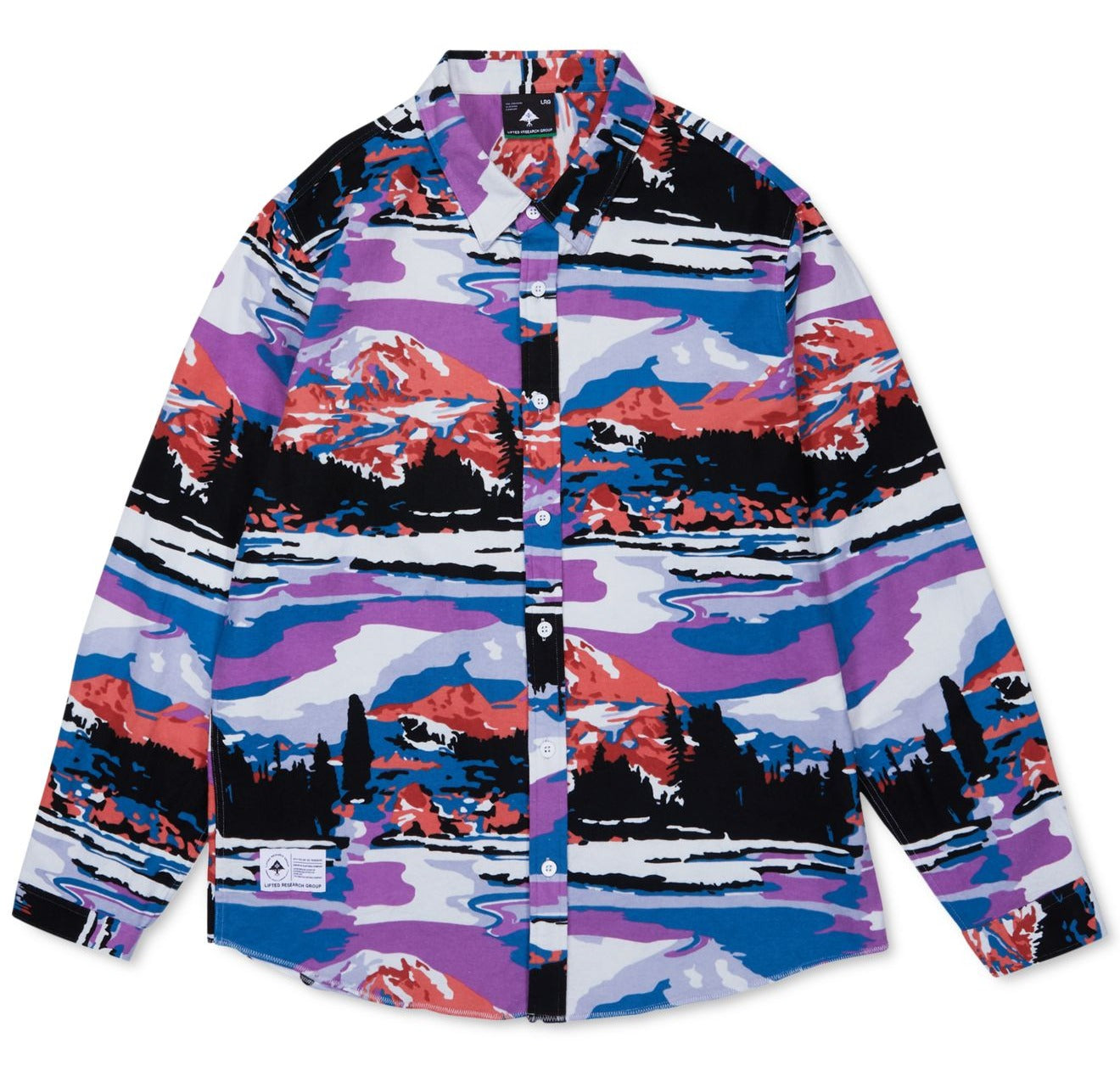 Lrg Men's Alpine Divine Flannel Coral Multi Blue Size XL