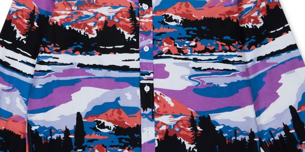 Lrg Men's Alpine Divine Flannel Coral Multi Blue Size XL