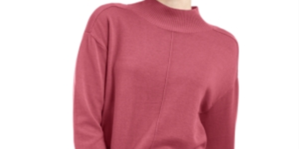 Karen Scott Women's  Seam-Detail  Mock-Neck Sweater  Orchid Pink Size XS