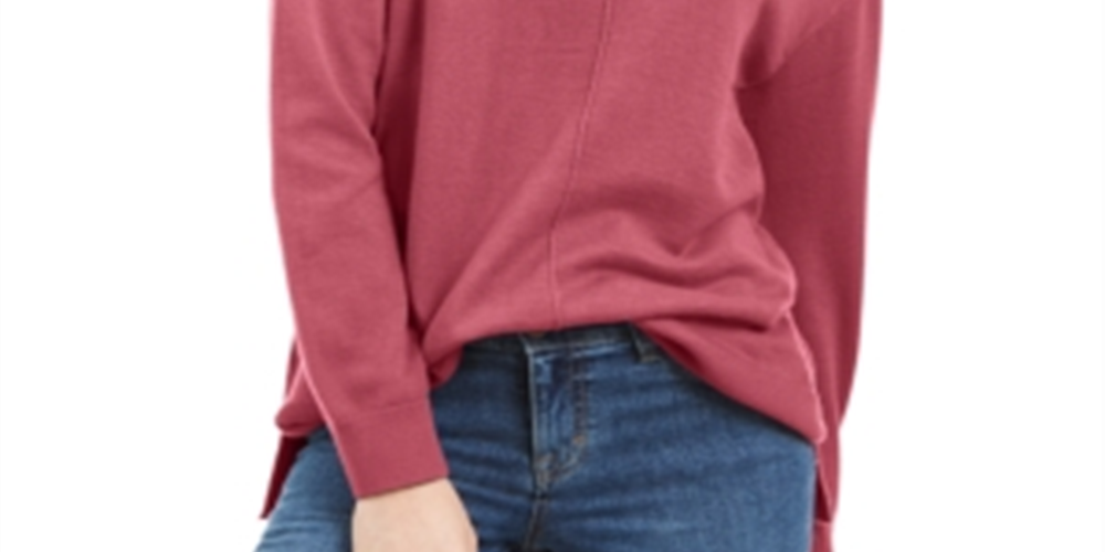 Karen Scott Women's  Seam-Detail  Mock-Neck Sweater  Orchid Pink Size XS