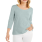Style & Co Women's  3/4-Sleeve Scoop-Neck Top  Blue Size 2XL