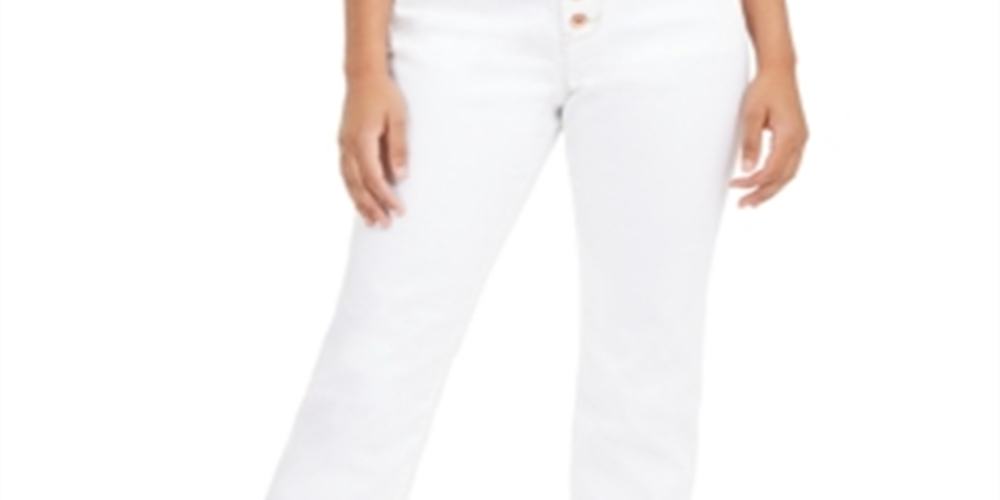 INC Women's Double-Hem Cropped Straight-Leg Jeans  White Size 18
