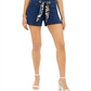 INC Women's Petite Printed-Tie Shorts  Blue Size 16 P