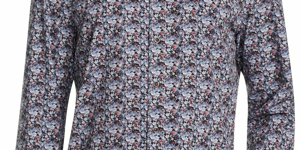 Tallia Men's Men's Floral Print Stretch Sport Button Shirt Black Size X-Large