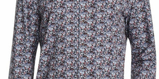 Tallia Men's Men's Floral Print Stretch Sport Button Shirt Black Size X-Large