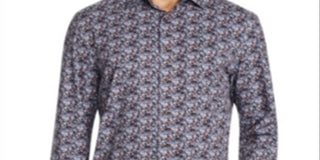 Tallia Men's Men's Floral Print Stretch Sport Button Shirt Black Size X-Large