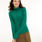 Charter Club Women's Cable Knit Turtleneck Sweater Green Size -Petite L