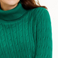 Charter Club Women's Cable Knit Turtleneck Sweater Green Size -Petite L