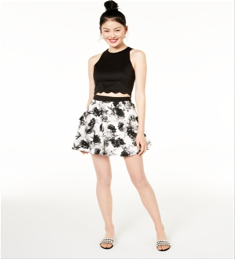 Speechless Junior's 2 Pc Scalloped & Floral Dress White Size 7