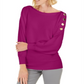 JM Collection Women's  Button-Sleeve Sweater  Purple Size XS