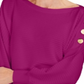JM Collection Women's  Button-Sleeve Sweater  Purple Size XS