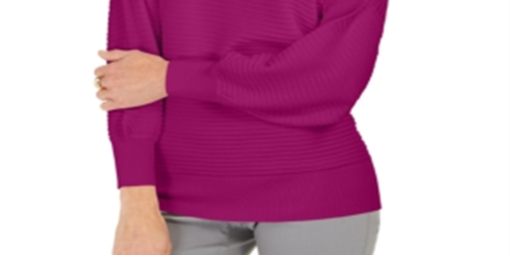 JM Collection Women's  Button-Sleeve Sweater  Purple Size XS