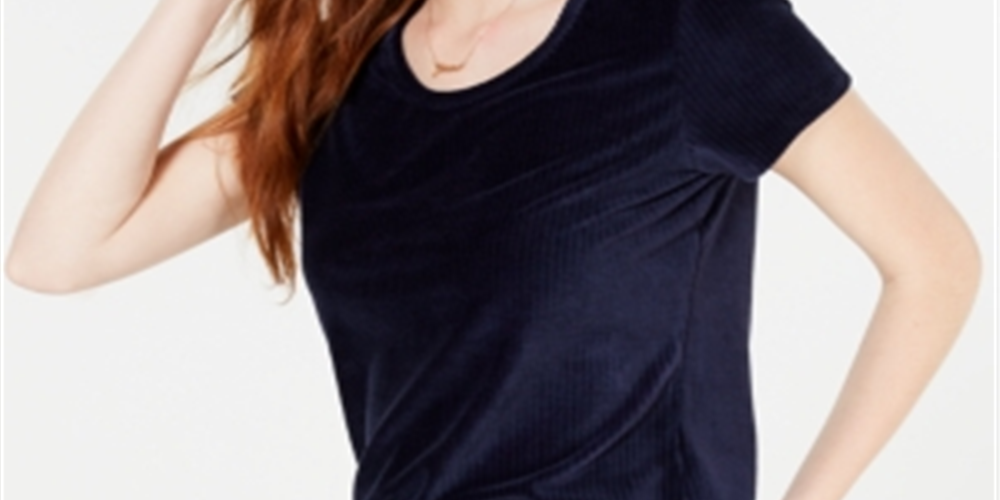 Crave Fame Women's Juniors Corduroy Top Navy Size XL