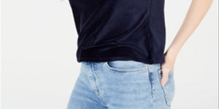 Crave Fame Women's Juniors Corduroy Top Navy Size XL