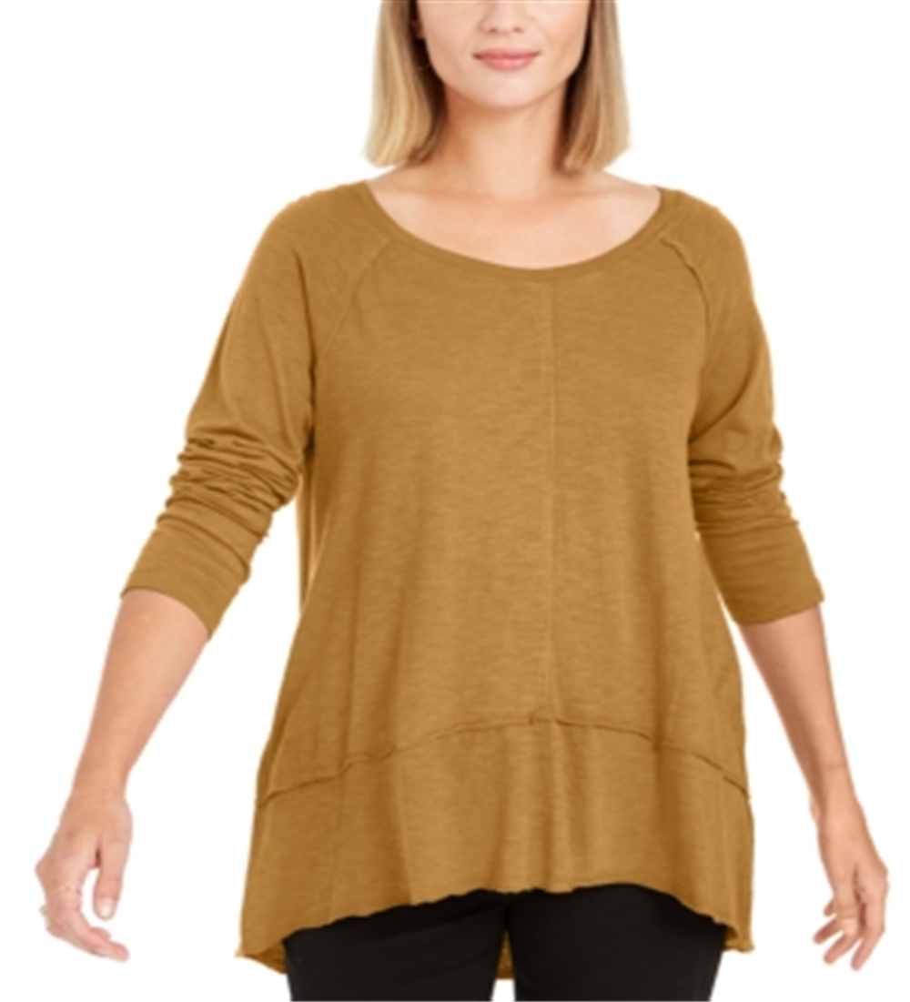 Style & Co Women's High-Low Top  - Golden Spruce Yellow Size 2XL