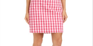 Charter Club Women's Gingham Pull on Skort Pink Size X-Large
