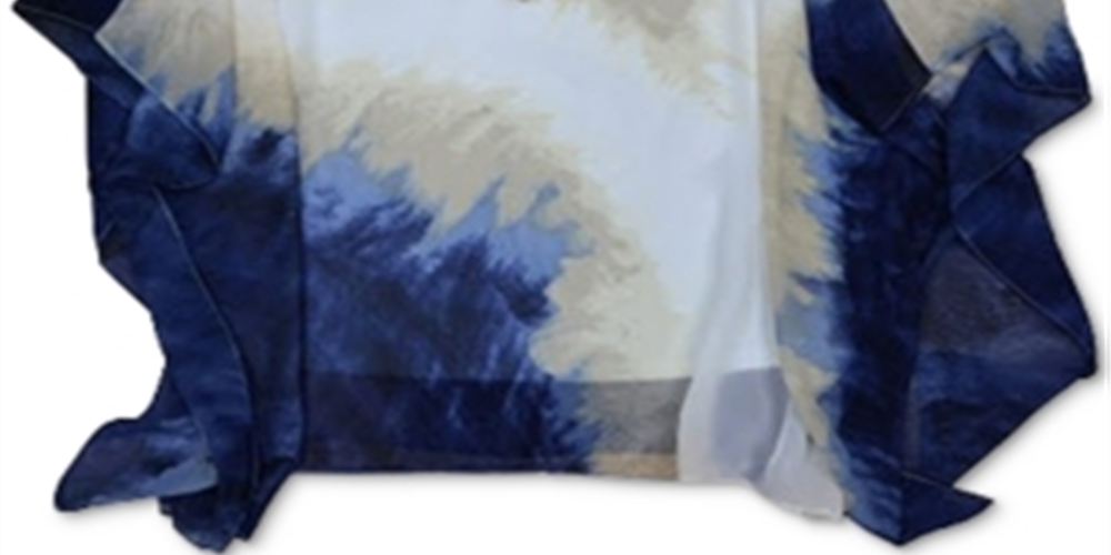 JM Collection Women's Crochet-Trim Printed Poncho To intrepid blue combo Size L