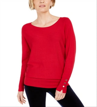 JM Collection Women's  Studded Dolman-Sleeve Sweater  - New Red Amore Size Medium