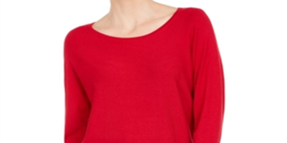 JM Collection Women's  Studded Dolman-Sleeve Sweater  - New Red Amore Size Medium