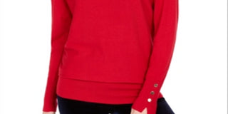 JM Collection Women's  Studded Dolman-Sleeve Sweater  - New Red Amore Size Medium