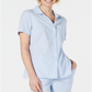 Karen Scott Women's Cotton Seersucker Shirt Blue Size Small