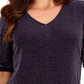 JM Collection Women's  Puff-Sleeve Top Plum Noir Size M