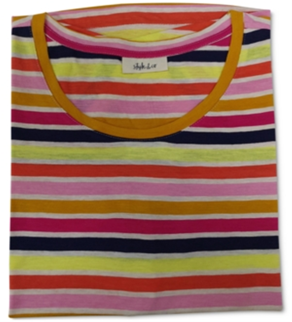 Style & Co Women's Cotton Printed T-Shirt Brown Size Large