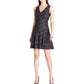 Tommy Hilfiger Women's Floral Sleeveless V Neck Short Fit Flare Cocktail Dress Wine Size 12