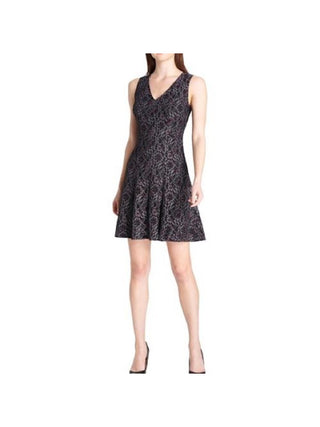 Tommy Hilfiger Women's Floral Sleeveless V Neck Short Fit Flare Cocktail Dress Wine Size 12