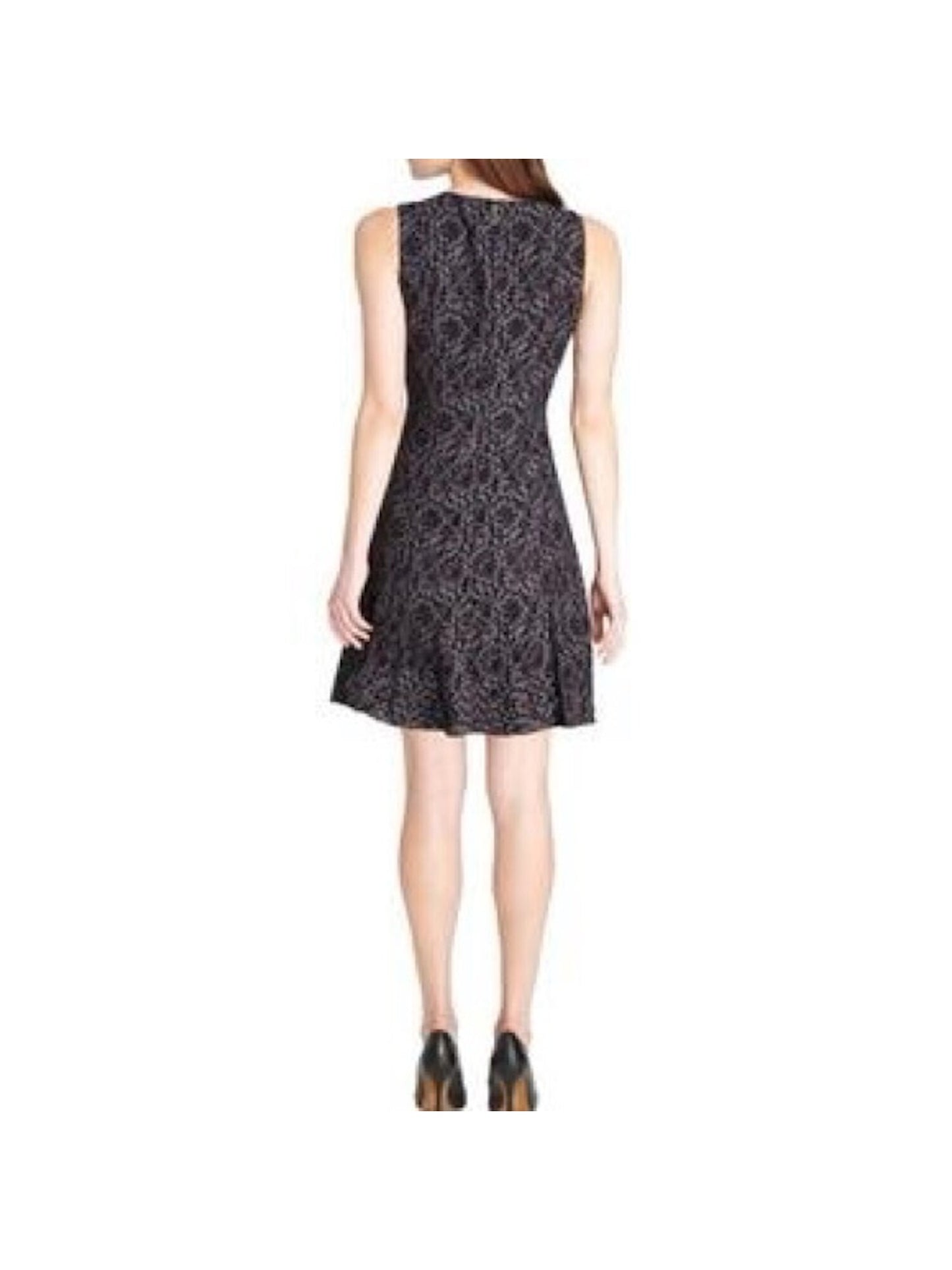 Tommy Hilfiger Women's Floral Sleeveless V Neck Short Fit Flare Cocktail Dress Wine Size 12