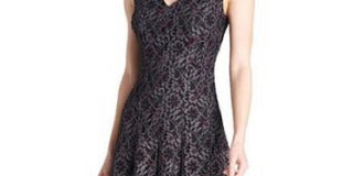 Tommy Hilfiger Women's Floral Sleeveless V Neck Short Fit Flare Cocktail Dress Wine Size 12