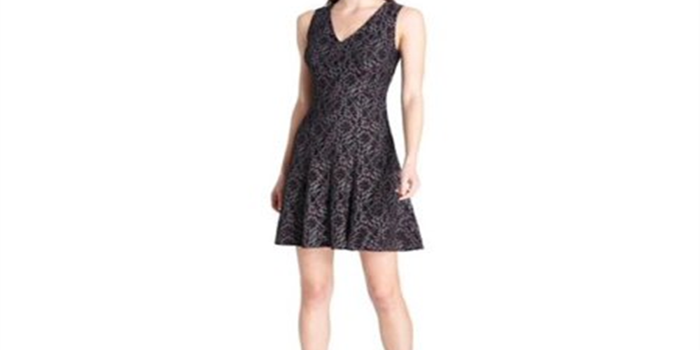 Tommy Hilfiger Women's Floral Sleeveless V Neck Short Fit Flare Cocktail Dress Wine Size 12