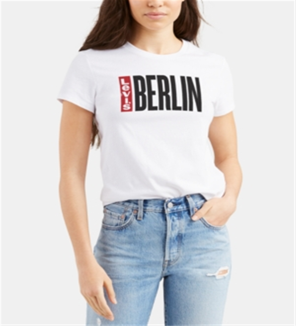 Levi's Women's Batwing Logo Cotton Cities T-Shirt White Size 2XL