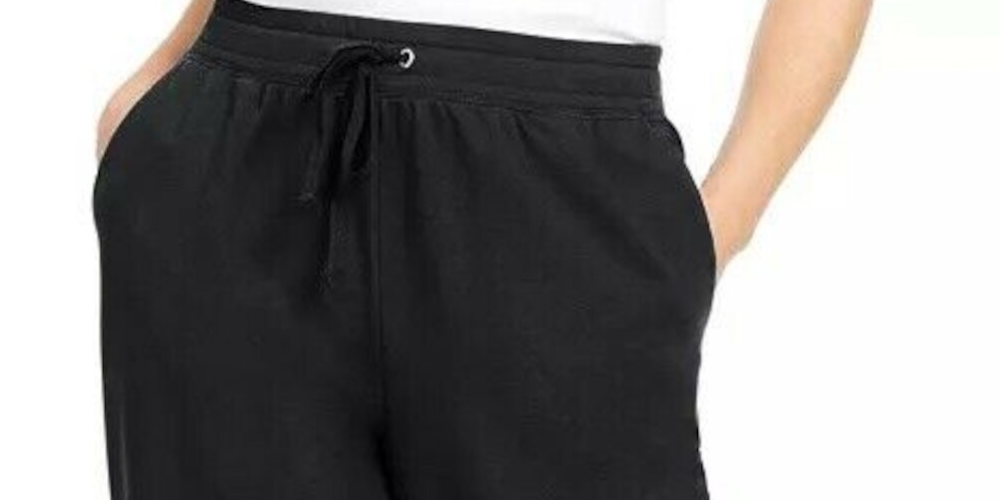 Karen Scott Women's Sport French Terry Ribbon Trim Pants Black Size Large