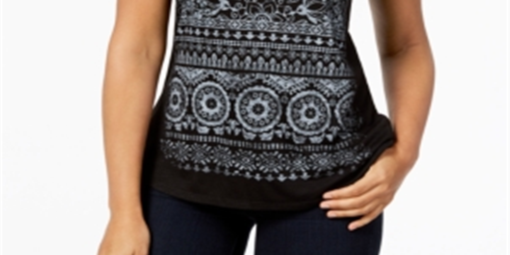 Style & Co Women's Graphic T-Shirt Black Size Medium