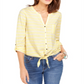 Style & Co Women's Printed Tie Front Top Yellow Size Medium