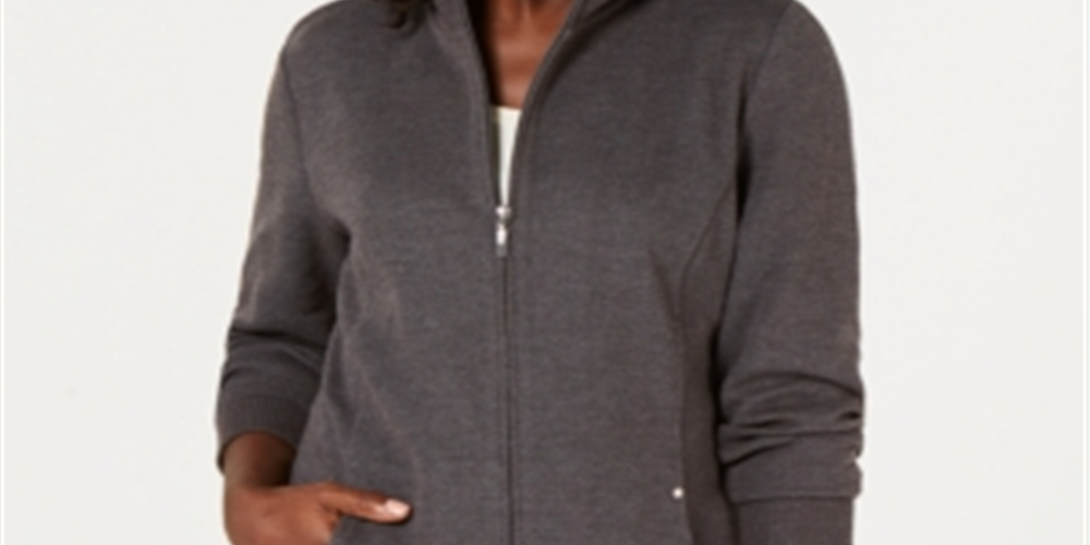 Karen Scott Women's Mock Neck Jacket Grey Size X-Small