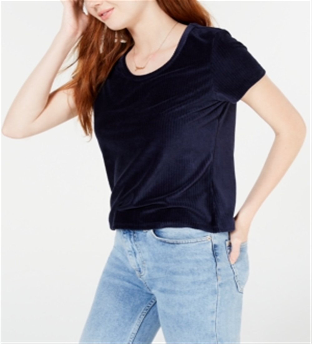 Crave Fame Junior's Corduroy Top Blue Size Medium