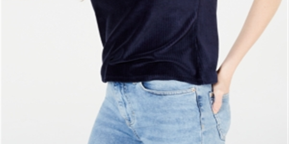 Crave Fame Junior's Corduroy Top Blue Size Medium