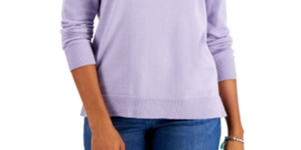 Style & Co Women's Crewneck Sweater Purple Size X-Large