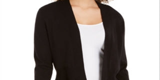 Charter Club Women's  Open-Front Peplum Cardigan  Black Size Medium